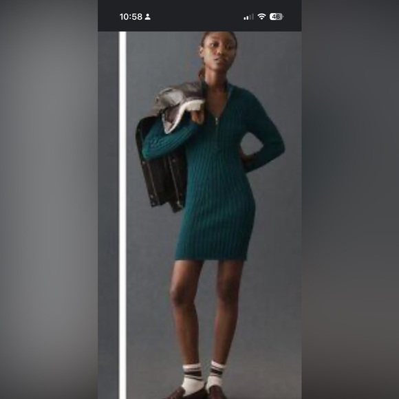 Anthropologie Dresses & Skirts - Anthropologie Pilcro Quarter Zip Sweater Teal Long Sleeve Dress Women’s Medium